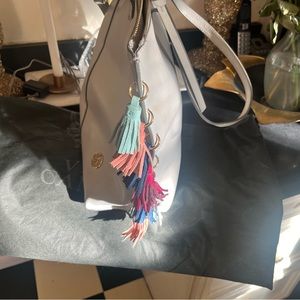 Vince CAMUTO New York Grey Large Purse with Multiple Colored Tassels. Duster Bag